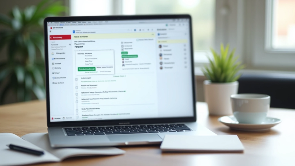 Laptop-Bildschirm zeigt einen Kontakt-Manager mit Follow-up-Daten und Rhythmus-Zeitplan