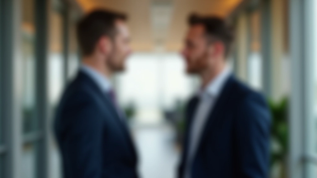 Zwei Profis im eleganten Büro führen intensives Gespräch während Networking-Event